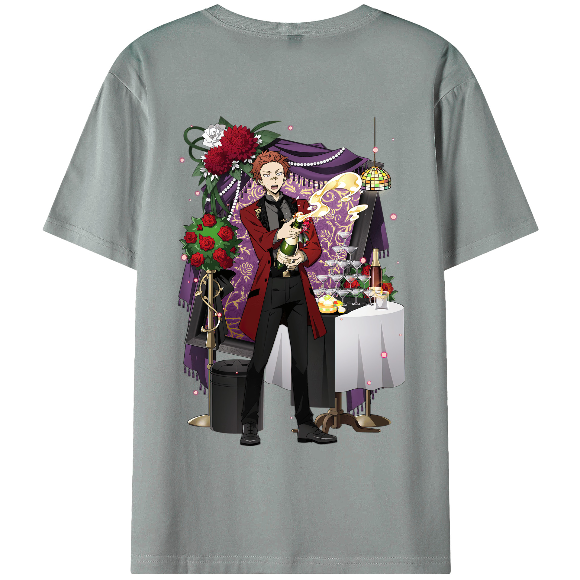 （画像用） 文豪ストレイドッグス Bungo Stray Dogs 綿100％ メンズ半袖Tシャツ（バックプリント） 通気性